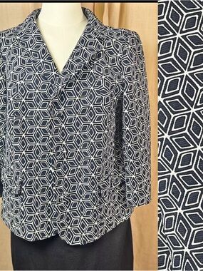 Women’s Talbots Blazer 14 petites Navy Blue Breathable Work Clothes Cotton EUC